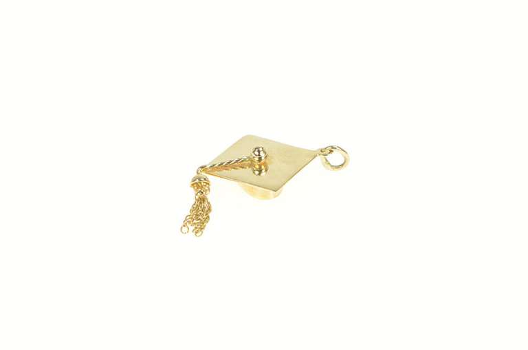 14K Yellow Gold Graduation Cap Tassel Scholar Graduate Charm/Pendant