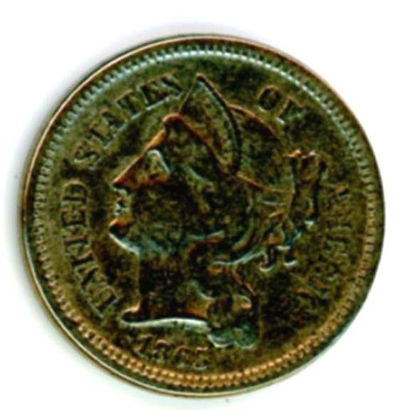 1865 Three Cent Nickel Piece