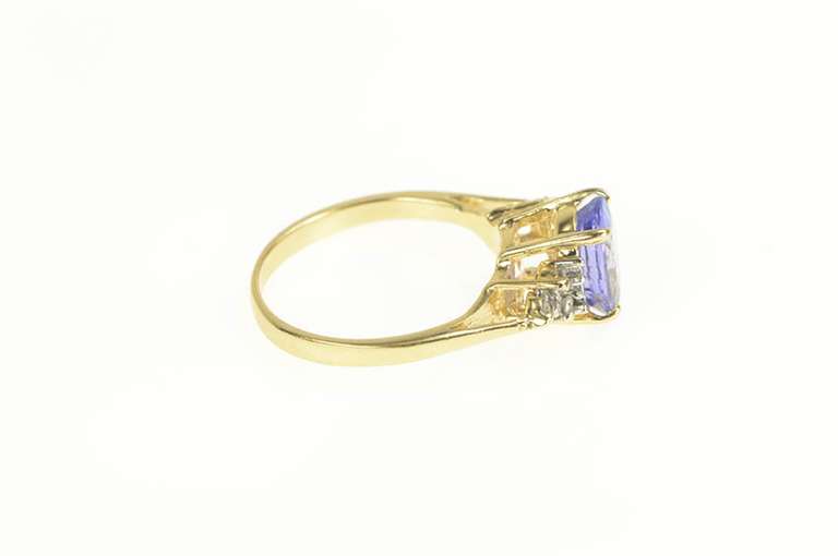 14K Yellow Gold Oval Sim. Tanzanite Cubic Zirconia Cluster Accent Ring