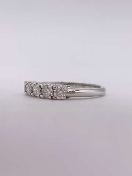 14kt Solid White Gold & Diamond Band Ring