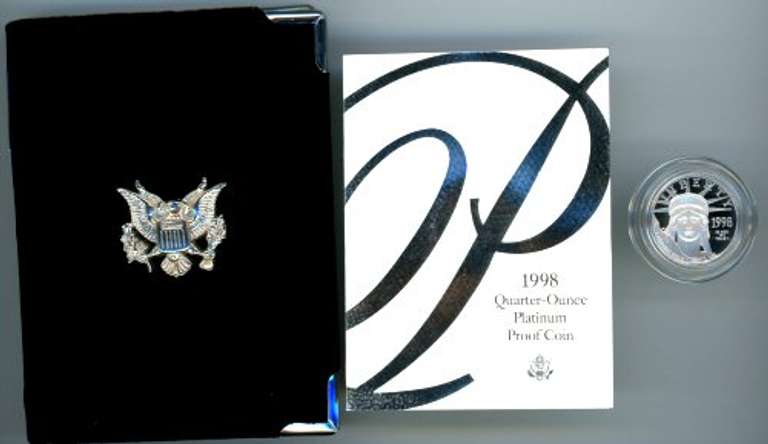1998 Proof $25 Platinum Coin in Original Velvet Box