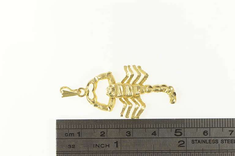 14K Yellow Gold 3D Articulated Scorpion Scorpio Astrology Pendant
