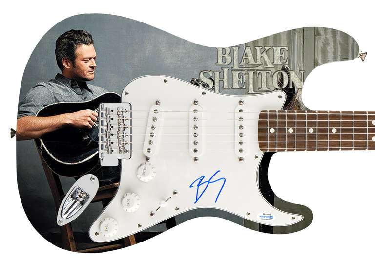Blake Shelton Autographed Signed Photo Graphics Guitar ACOA