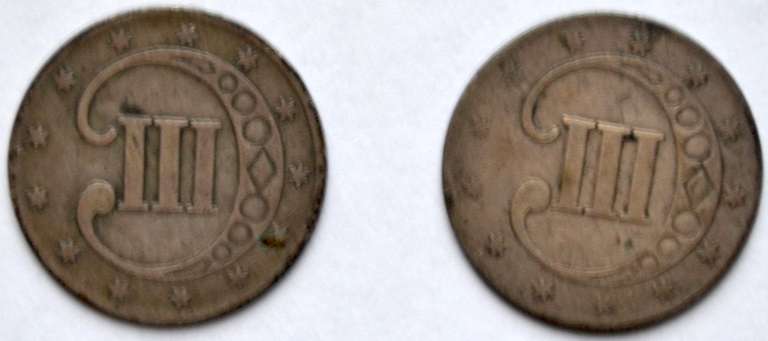 Two 1852 3 Cent Silvers