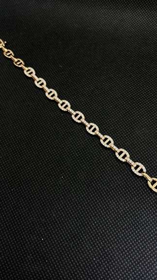 STUNNING SPARKLING 18K ROSE GOLD TRI LINK DIAMOND BRACELET