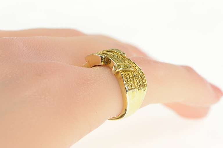 Sterling Silver Pave Yellow Diamond Encrusted Belt Buckle Ring