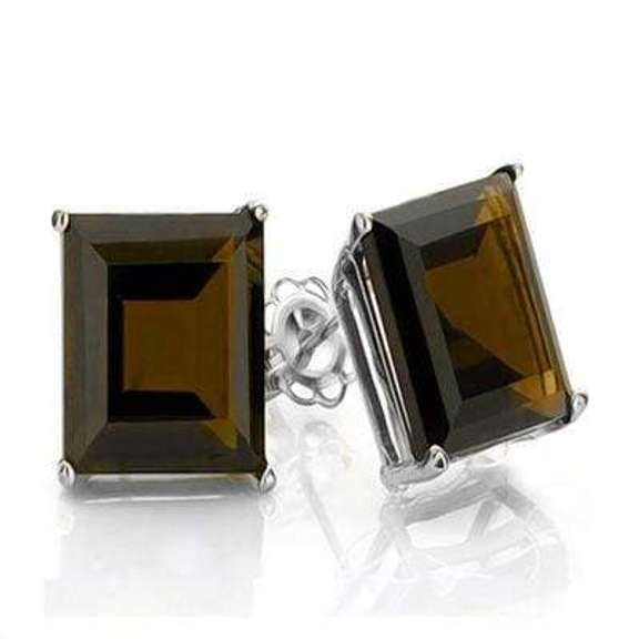 1.00ct SMOKEY TOPAZ STERLING EARRINGS STUD