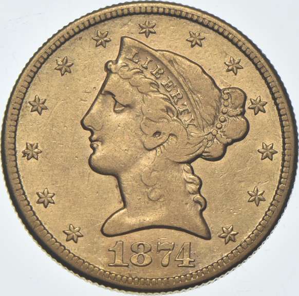 1874-CC $5 Liberty Head Gold Half Eagle