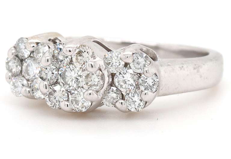 Gorgeous 0.50ctw Round Diamond Triple Cluster Ring in 14K