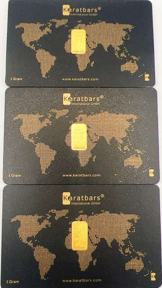 Three one gram gold bars