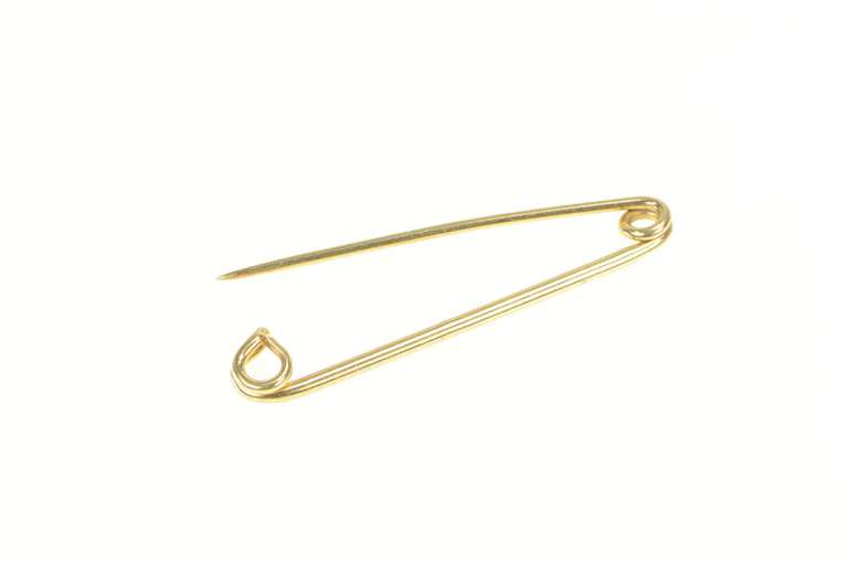 14K Yellow Gold Simple Safety Pin Diaper Bar Pin/Brooch
