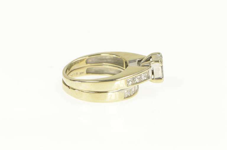 14K White Gold 1.75 Ctw Princess Diamond Engagement Set Ring