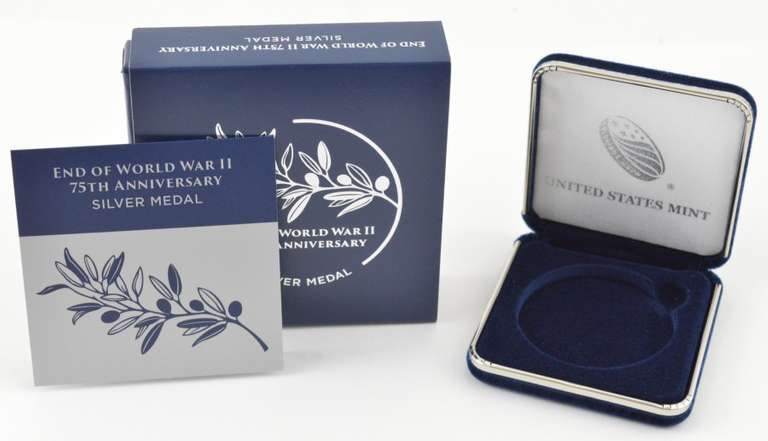 2020 End Of WWII 75th Anniv Silver Medal David Ryder COA NO COIN