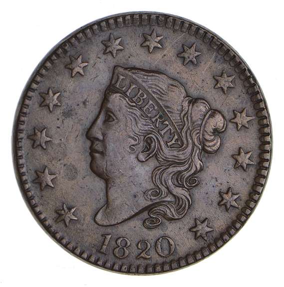1820 Matron Head Large Cent - N-10 Large Date - Sharp