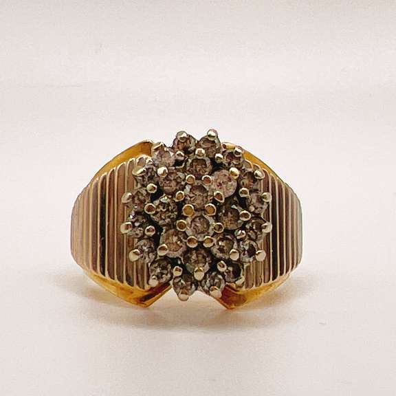 14kt Solid Yellow Gold & Diamond Cocktail Ring