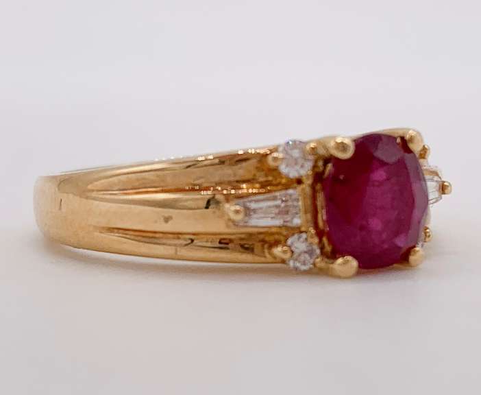 18kt Solid Yellow Gold, Ruby, and Diamond Ring