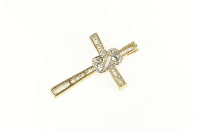 10K Yellow Gold 0.49 Ctw Diamond Encrusted Cross Christian Pendant