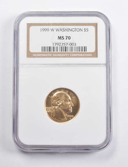 MS70 1999-W $5 Washington Death Centennial Commemorative Gold NGC