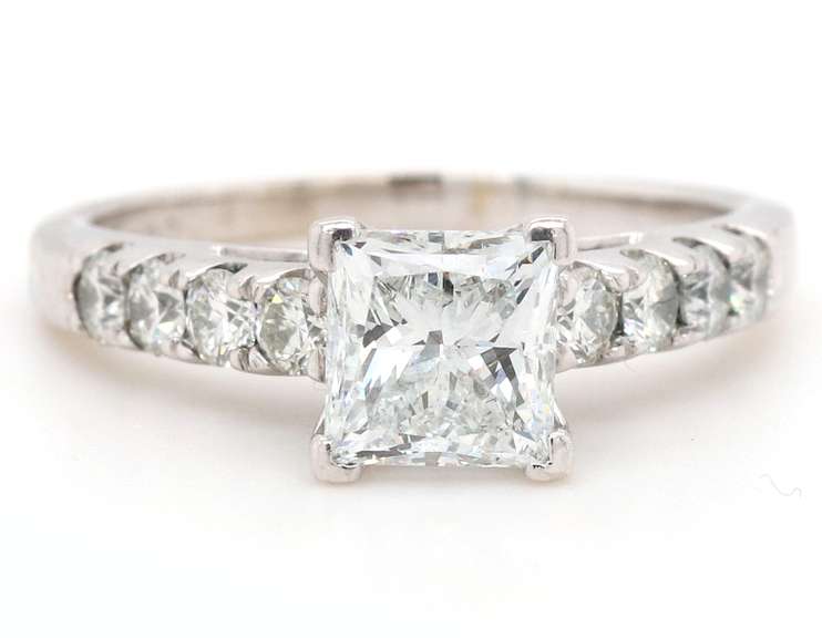 2.01ctw Princess and Round Diamond Straight Engagement Ring in 14K