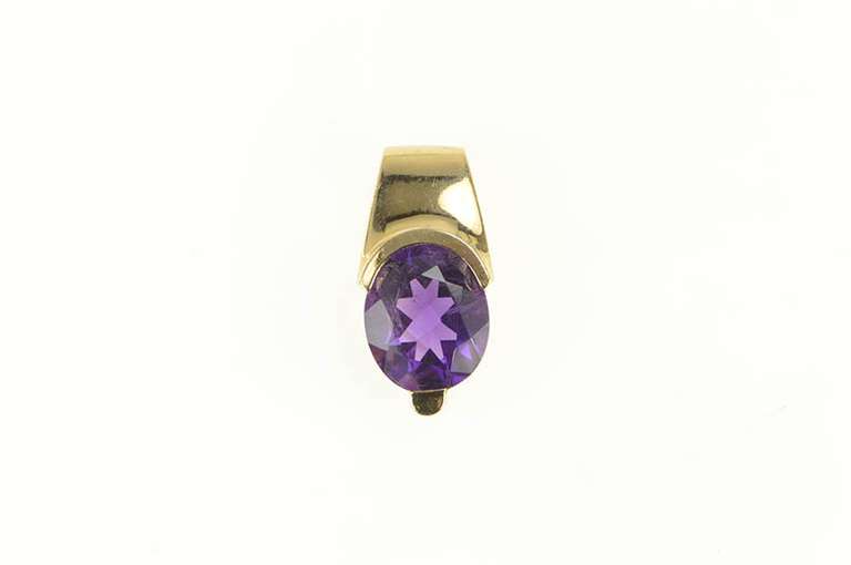 14K Yellow Gold Oval Amethyst Faceted Statement Pendant