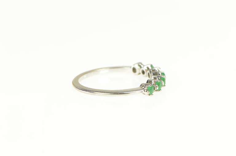 14K White Gold Natural Emerald Wedding Stackable Band Ring