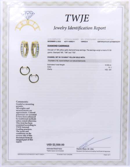 Dreamy Yellow Gold Channel Set Diamond Hoop Earrings