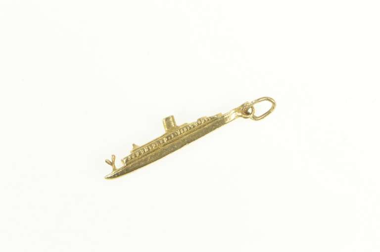 14K Yellow Gold SS Statendam Vintage Cruise Liner Charm/Pendant