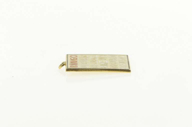 14K Yellow Gold Bingo Enamel Game Board Charm/Pendant