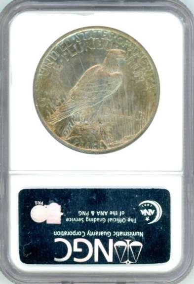 1921 Peace Silver Dollar in NGC MS62