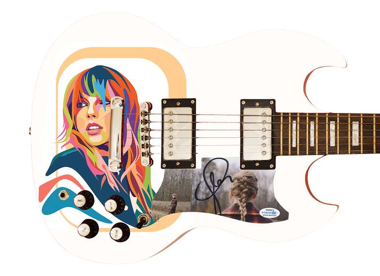 Taylor Swift Evermore Autographed Signed Custom Photo Graphics Guitar ACOA