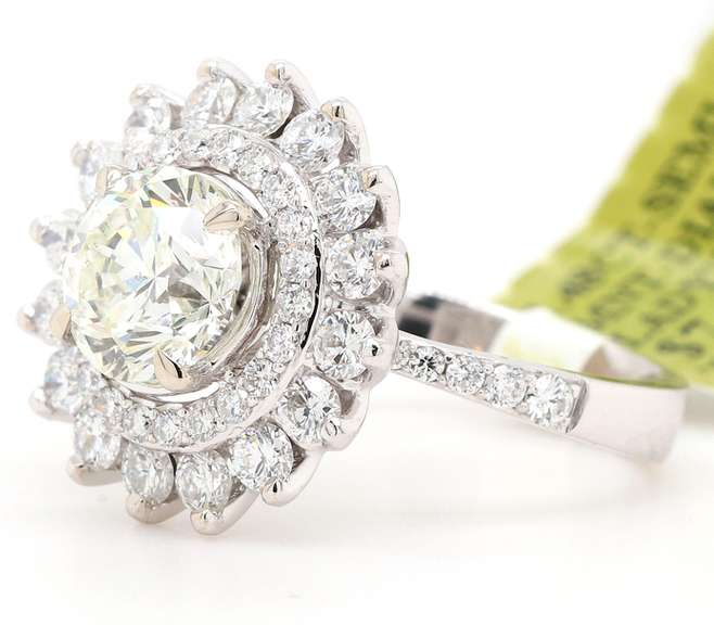New 3.48ctw Round Diamond Double Frame Engagement Ring in 14K