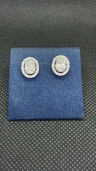 UNIQUE 2.00 CARATS T.W. OVAL PAVE SET DIAMOND STUDS