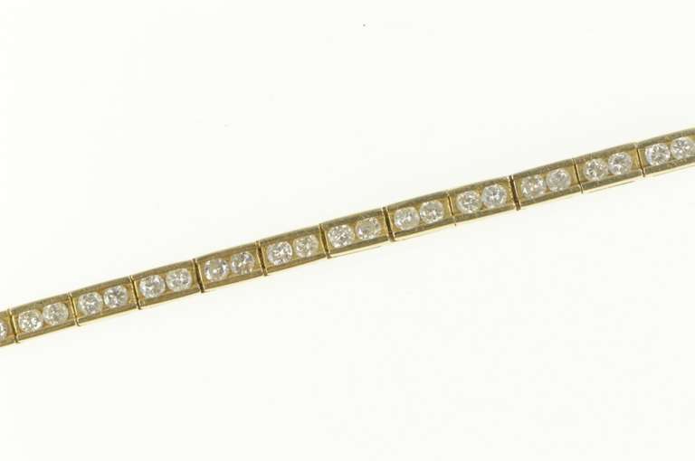 14K Yellow Gold 1.80 Ctw Squared Diamond Classic Tennis Bracelet