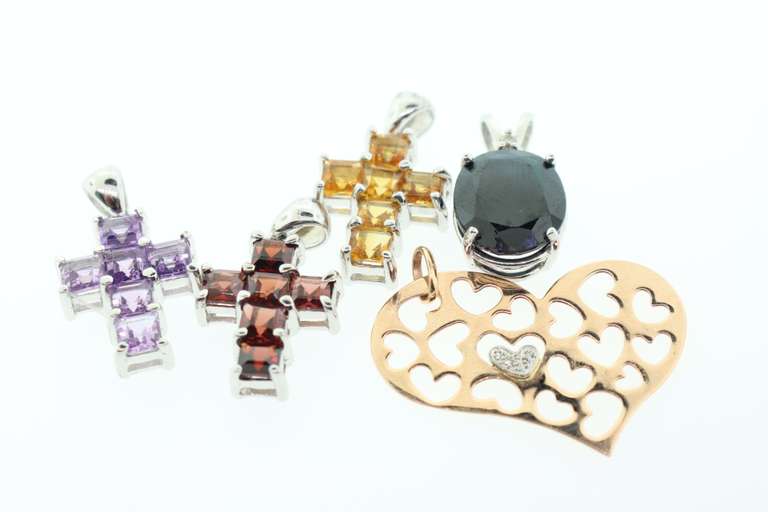 Group Lot of 14kt Gold, Diamond, & Gemstone Pendants!