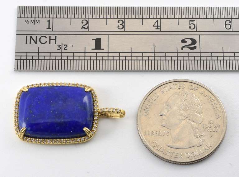 Alluring Lapis & Diamond Pendant in 14K YG