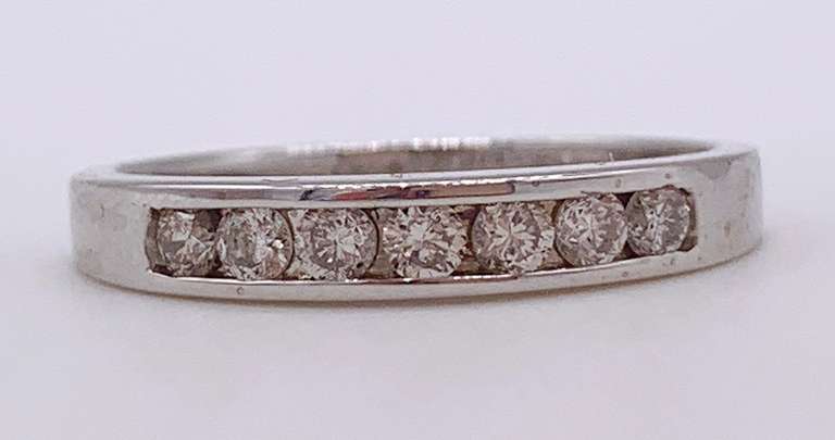 14kt Solid White Gold & Diamond Band