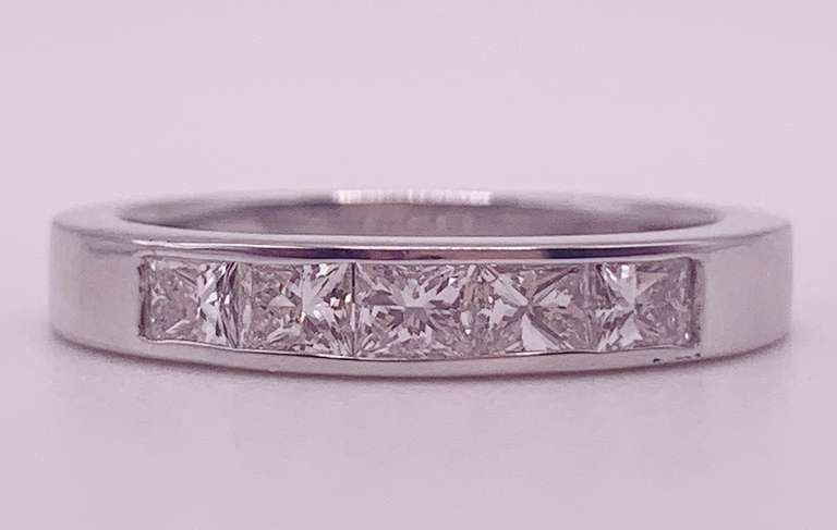 14kt Solid White Gold & Diamond Band