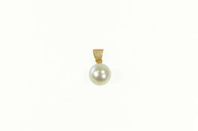 14K Yellow Gold Blue Green Pearl Simple Classic Charm/Pendant