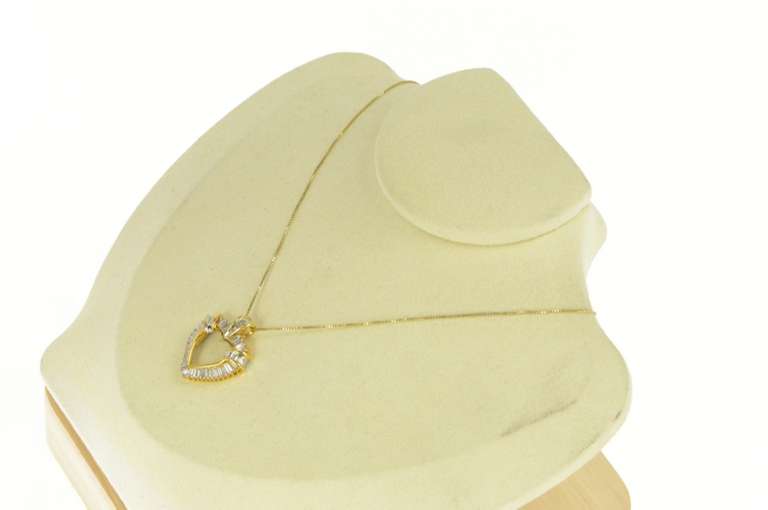 10K Yellow Gold 2.00 Ctw Baguette Diamond Heart Love Pendant