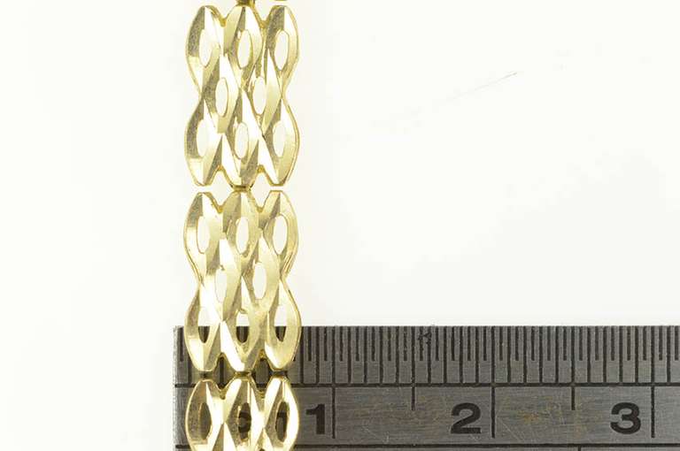 10K Yellow Gold Diamond Cut Lattice Filigree Squared Chain Bracelet