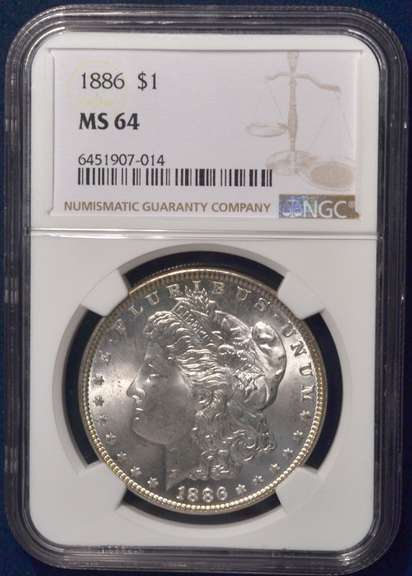 1886 Morgan Silver Dollar NGC MS64