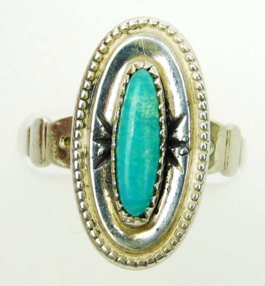 Vintage Bell Trading Sterling Turquoise Ring, Size 5