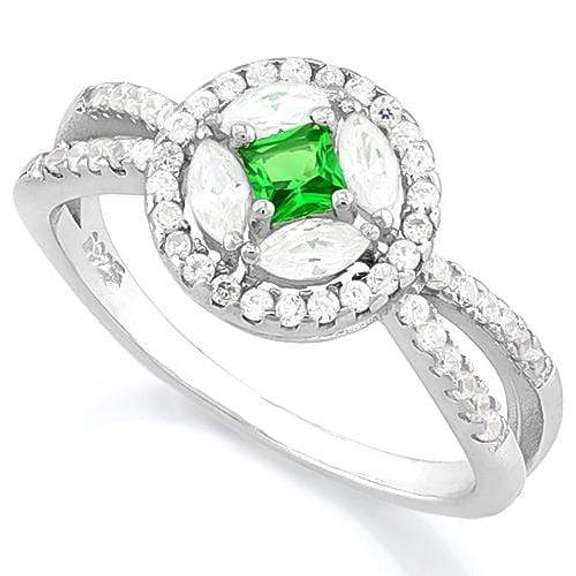 CREATED EMERALD STERLING RING