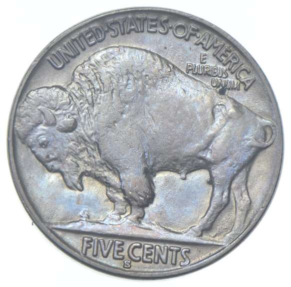 1931-S Indian Head Buffalo Nickel - Blue Berry Tone