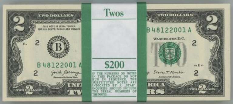 Gem CU $200 Pack of Series of 2017-A $2 Bills in Sequence (B)