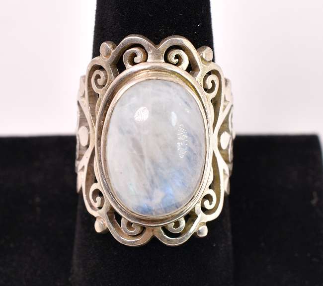 Moonstone Set In Sterling Silver Ring