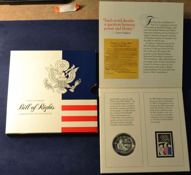 1993 Bill Of Rights Proof Coin And Stamp Set