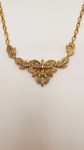 18kt Solid Yellow Gold & Diamond Necklace and Bracelet Set