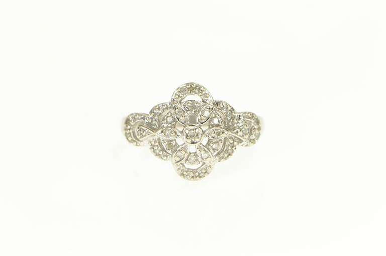 10K White Gold 0.20 Ctw Pave Diamond Encrusted Engagement Ring