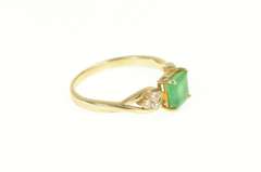 18K Yellow Gold 1.15 Ctw Emerald Diamond Engagement Ring